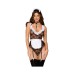 Dreamgirl French Maid Flirt Costume 4-piece Lace Teddy, Apron, Hat & Ribbon Necklace Set Black O/s