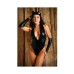 Play On The Prowl Costume Wetlook Teddy With Plunging Neckline, Removable Tail, Matching Fingerless