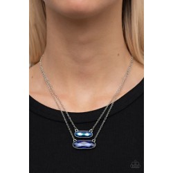 Double Bubble Burst Blue Necklace