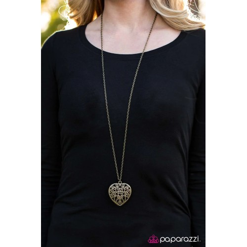 Deep In My Heart Brass Necklace