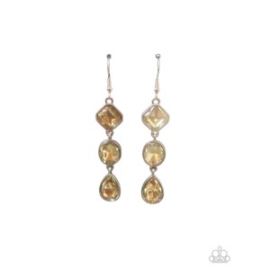 Reflective Rhinestones Brown Earring