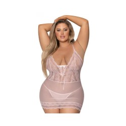 Magic Silk Seabreeze Lace Up Chemise & G Black Queen  Size