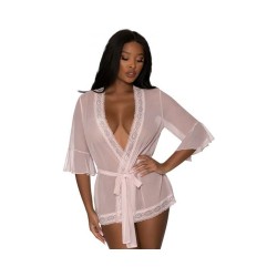 Magic Silk Seabreeze Robe W Lace Trim Blush L/xl