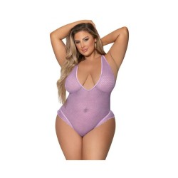 Magic Silk Girl Next Door Plunge Teddy Lilac Queen Size