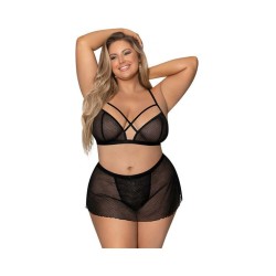 Magic Silk Girl Next Door Bralette W Skirt Black Queen Size
