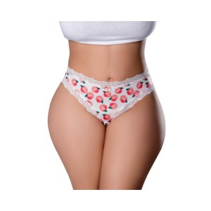 Magic Silk Sweet Treats Crotchless Thong With Lube Peach Queen Size