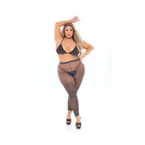 Pink Lipstick Tall Order Bra Top & Leggings Black Qn