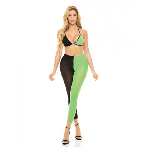Pink Lipstick Block You Out Bra & Legging Black/green O/s