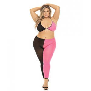 Pink Lipstick Block You Out Bra & Legging Black/pink Qn