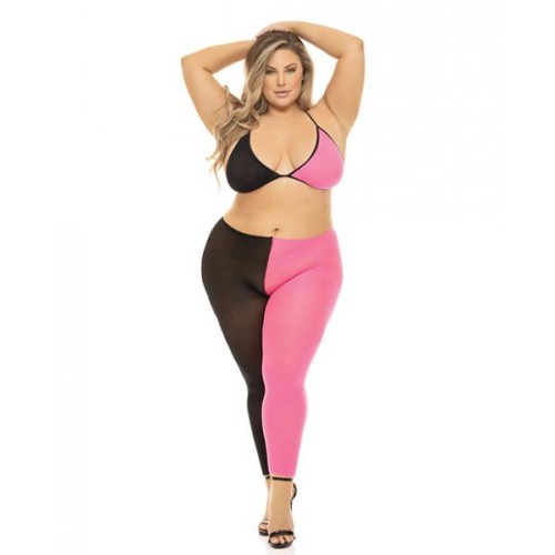 Pink Lipstick Block You Out Bra & Legging Black/pink Qn