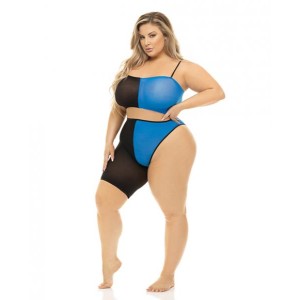 Pink Lipstick Block You Out Bandeau & Bottom Black/blue Qn