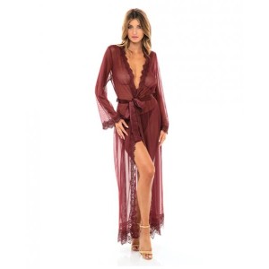 Provence Eyelash Lace Floor Length Robe Zinfandel S/m