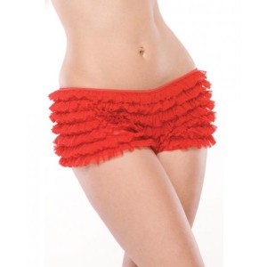 Ruffle Shorts Back Bow Detail Red OS/XL