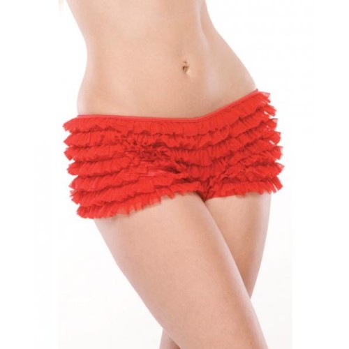 Ruffle Shorts Back Bow Detail Red OS/XL