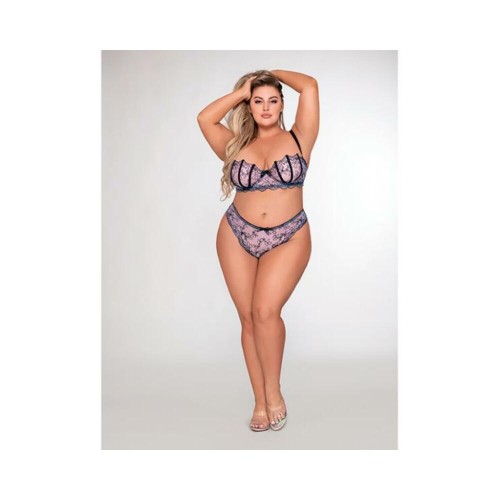Dreamgirl Shell Bra And Matching G-string Set Lavender 3x