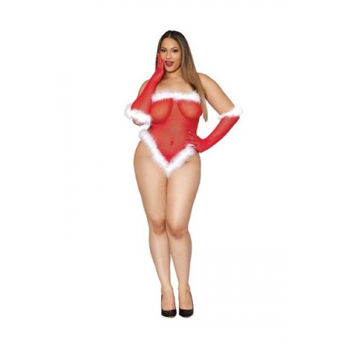 Naughty List Seamless Fishnet Santa Teddy Lipstick Red Q/s