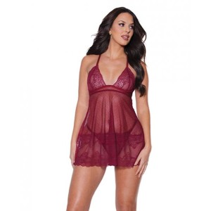 Holiday Soft Underwire Babydoll & Thong Merlot Xl