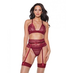 Holiday Bra, Garter Belt & Thong Merlot Xl