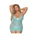 Magic Silk Seabreeze Lace Up Chemise & G Sring Turquoise Queen  Size