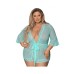 Magic Silk Seabreeze Robe W Lace Trim Turquoise Queen  Size
