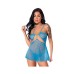 Flirty Hearts Cutout Flutter Chemise W/g-string - Blue L/xl