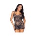 2-piece Eyelash Lace Rhinestone Backless Mini Dress And Matching G-string Medium Black
