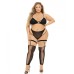 Pink Lipstick Want You Now Bra, Panty & Stockings Black Qn