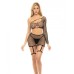 Pink Lipstick Right Thru Me Fishnet Top, Garter Skirt & G-string Black O/s
