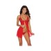 Mesh & Lace Tie Front Babydoll W/g-string Red Md