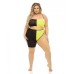 Pink Lipstick Block You Out Bandeau & Bottom Black/yellow Qn