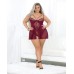 European Lace Teddy Babydoll Wine 3x