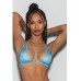 Blue Crystal Black Light Dancewear Tri Bra Blue O/s