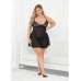Raised Embroidery Lace Babydoll Black 1x