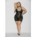 Flame Fetish Mistress Lasercut Lattice Chemise W/choker & Thong Black 1x/2x