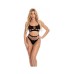 Pink Lipstick Neon Dreams Bra & High Waist Thong Black O/s