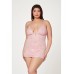 Floral Mesh Chemise & G-string Pink 3x/4x