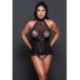 Adore Be My Baby Sheer Mesh Harness Babydoll & Open Panty Black O/s
