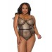 Holiday Metallic Fishnet Teddy W/underwire Cups Black/gold 1x/2x