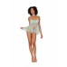 Stretch Lace Babydoll Set W/ Ruffle Trim Mint O/s