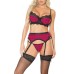 Bra Garter Gstring Plaid Pnk Md