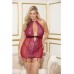 Holiday Stretch Lace & Mesh Chemise W/garters Zinfindel 1x