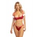 Holiday Mistletoe Kiss Underwire Open Shelf Bra & Panty W/pom Pom Detail Red/white S/m