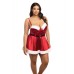 Holiday Vixen Padded Cup Chemise W/marabou Trim Red/white 1x/2x