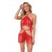 Holiday Fringe Top & Skirt Harness Red O/s